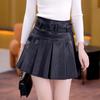 2025 Women's High Waist Slimming A-line Leather Skirt for Autumn/Winter