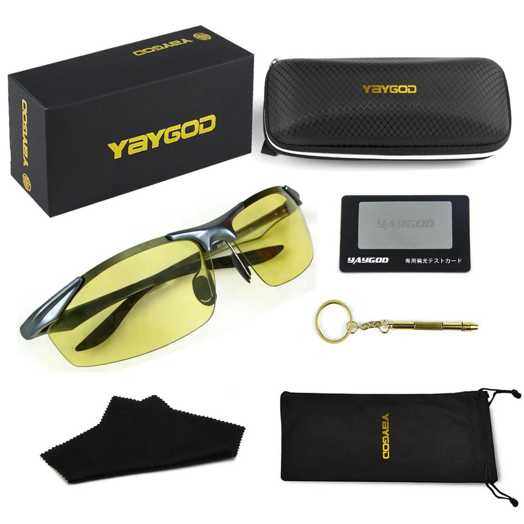 YAYGOD Photochromic Night Day and Night Polarized Sunglasses Color Photochromic Sports UV400 Ideal for Nighttime Outdoor and Sunglasses, Brightening,