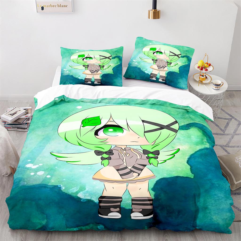 Gacha Life Academia Anime Duvet Cover Set with Pillow Covers Polyester Teens Kids Bedding Set Full Queen King Size Bed Linen