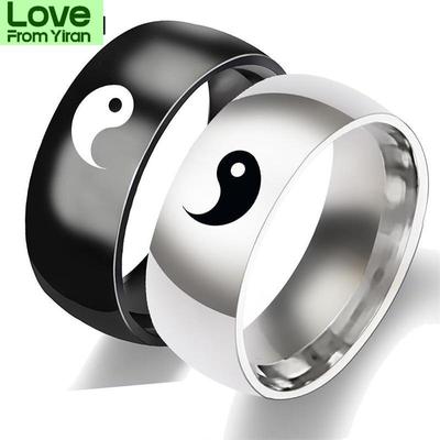 Criativo Estilo Chinês Tai Chi Anéis Para Homens Mulheres Moda Yin Yang Fofoca Punk Casal Acessórios Jóias Presentes Para Amigos
