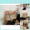 Stylish Large Capacity Rainbow Striped Woven Tote Bag For Trendy Daily Commute