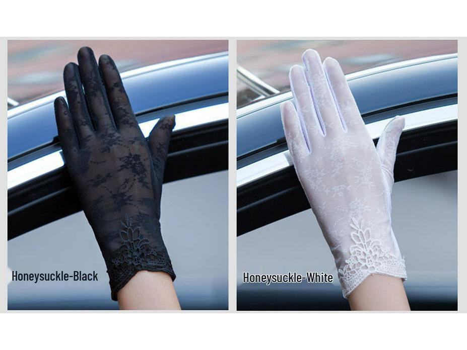 Women's Summer Sun Protection Ice Silk Touch Screen Lace Gloves - Short, Breathable, Anti-Slip, Full Finger for Driving