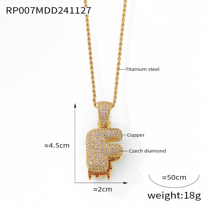 Elegant European-Style Necklace: Women's 26-Letter Diamond-Inlaid Copper Pendant on Titanium Steel Clavicle Chain