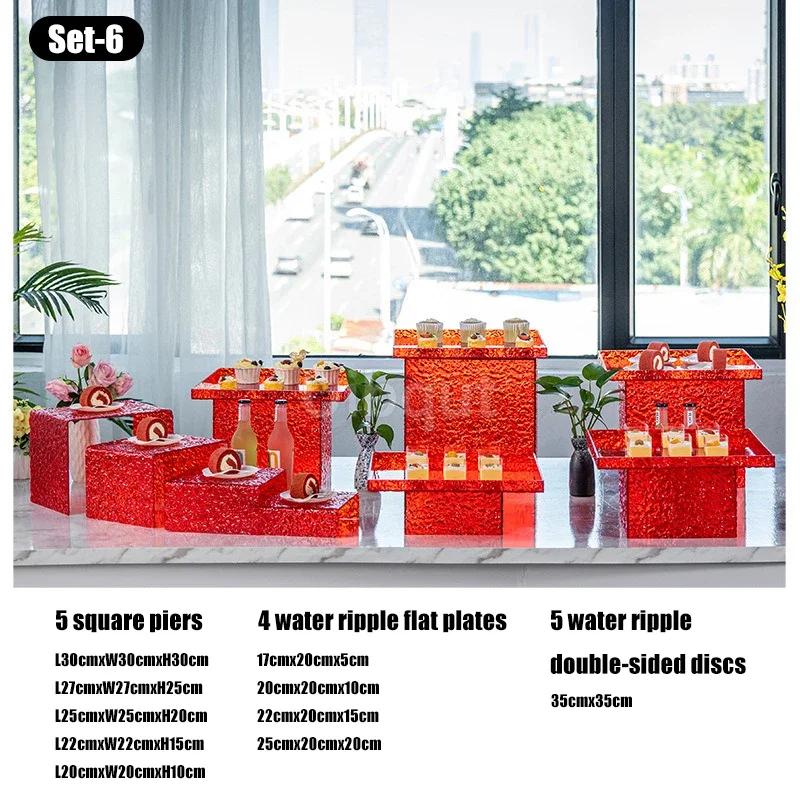 Food Display Rack Acrylic Cold Meal Hotel Business Tea Break Platform Ornament Set Cake Display Rack Dessert Table Buffet Table