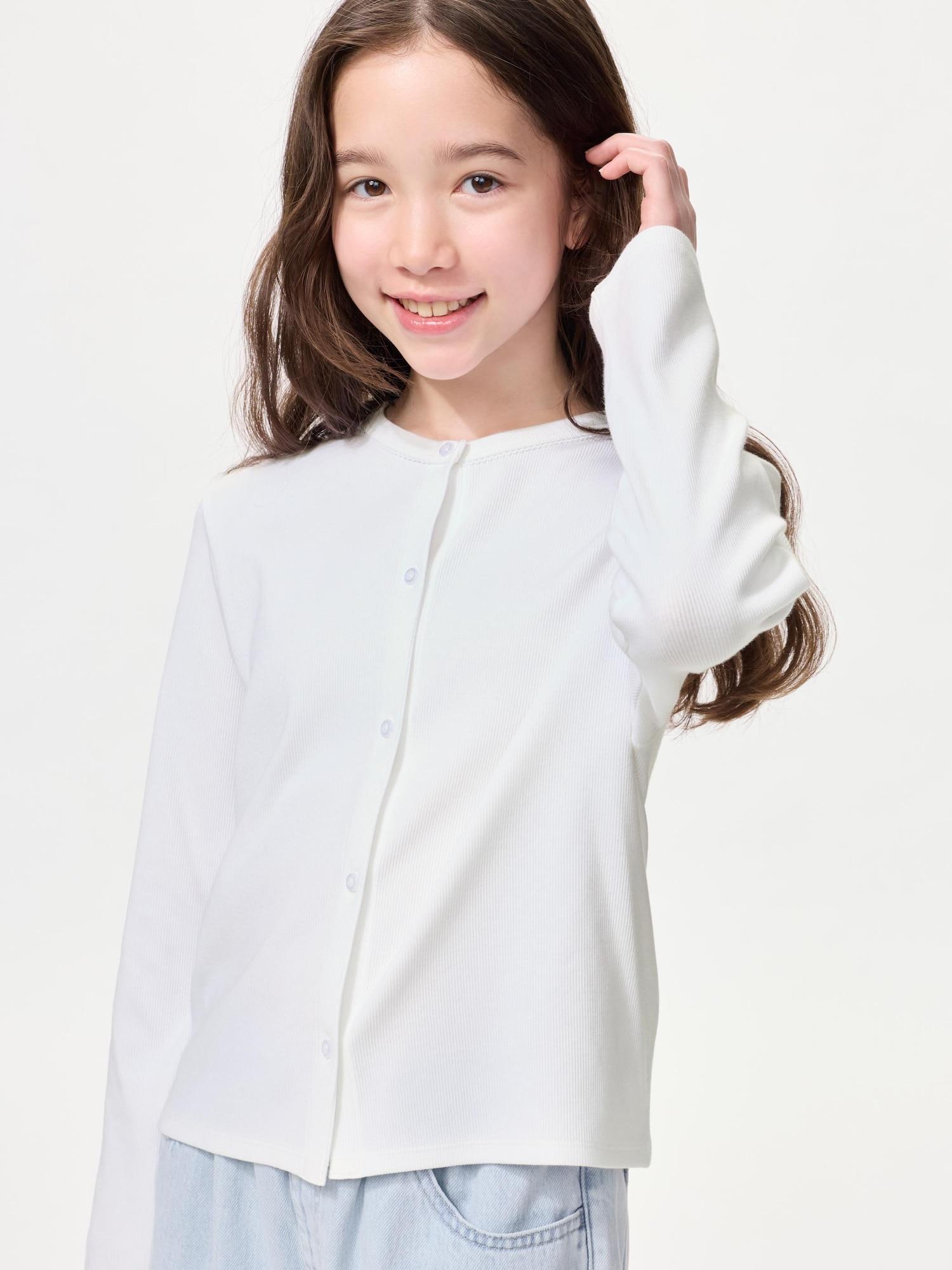 

Uniqlo Япония Девочки Мягкий в рубчик Кардиган 00 WHITE/100