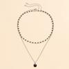 Simple Double-Layered Pearl Necklace Man Black  Pendant For Men'S Chain Jewelry Accessories