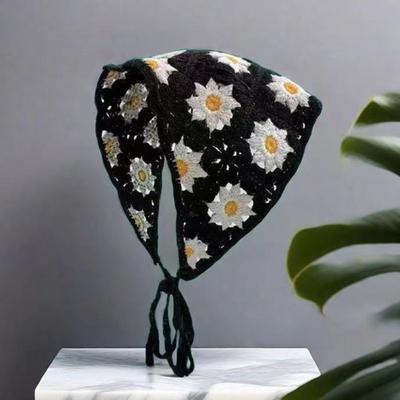 Yousheng femei tricotat basma croșetată cu model de flori scobit basma fată triunghi bentita accesorii pentru cap