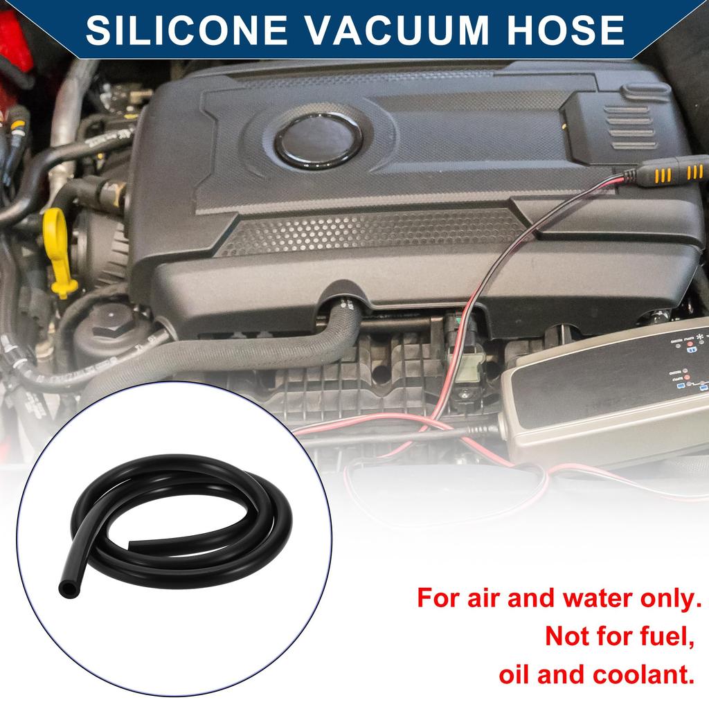 Hihaha Silicone Vacuum Tube Hose for Automobile Vacuum Line High Temperature 5.5ft 1/2" 12mm Inner Diameter 3.5mm Thickness 1pc Black