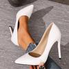 Autumn New Skinny Versatile High Heels Women's Stiletto Simple Waterproof Leather Single Shoes