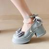 Bow Beaded Women High Heels Shoes Marie Janes Chunky Sandals Designer 2025 Summer Lolita Dress Party New Woman Pumps Zapatos