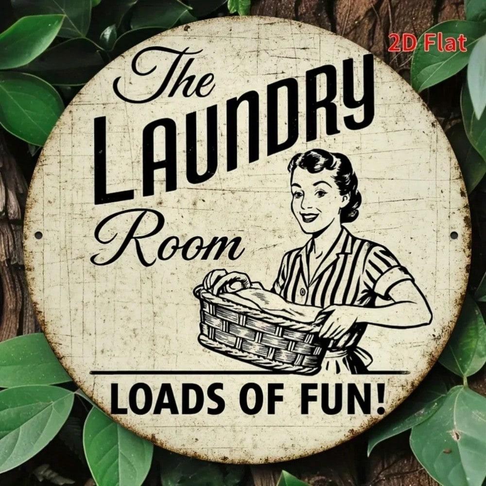 Rustic Aluminum Laundry Wall Sign Fun Humorous Woman Design 2D Metal Decor For Home