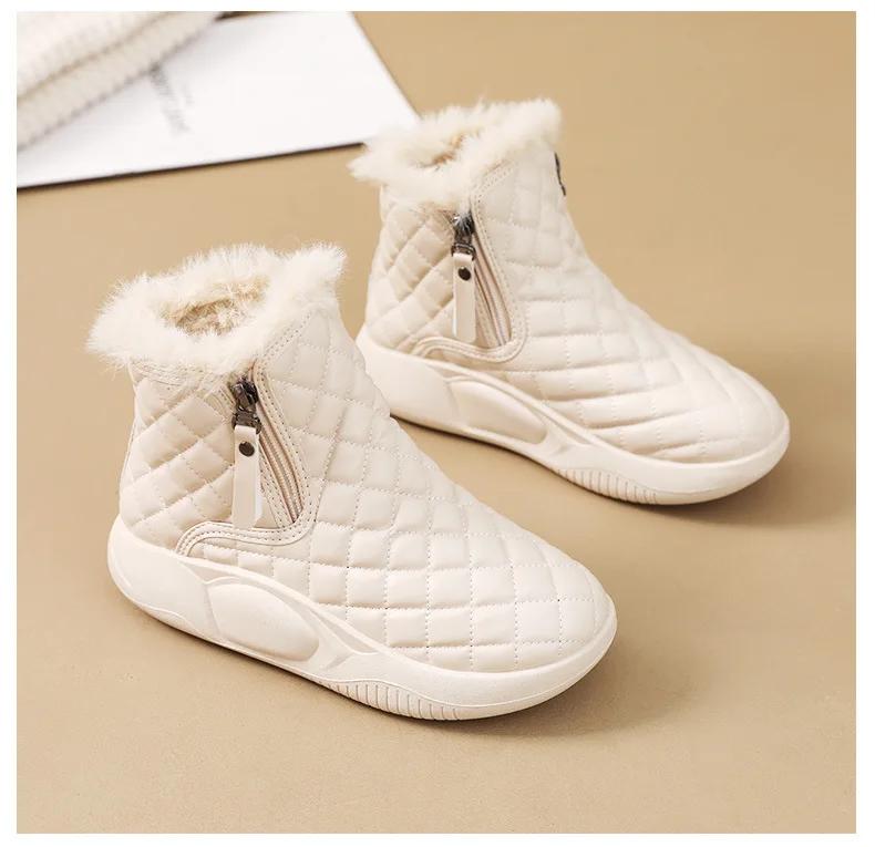 

Fashion Winter Women s Warm Snow Boots Women Trendy Cotton Shoe New Thick-soled Leather shoes Black Ankle female Boots Botas Zapatos 36 белый