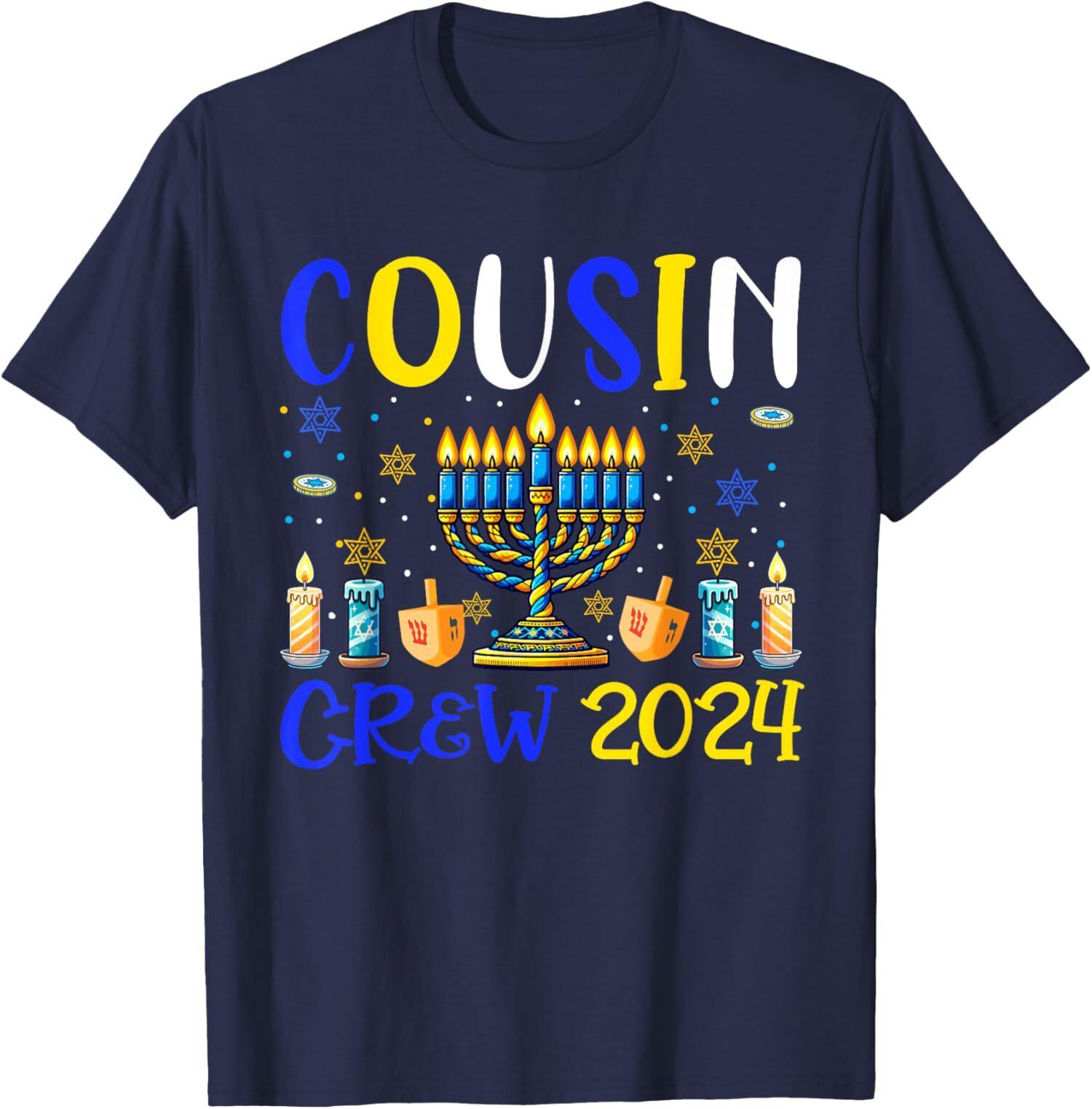 Cousin Crew 2026 Hanukkah Family Costume Menorah Unisex T-shirt S