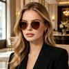 New light luxury round metal sunglasses men's and women's gold thin frame retro literary and versatile trend glasses