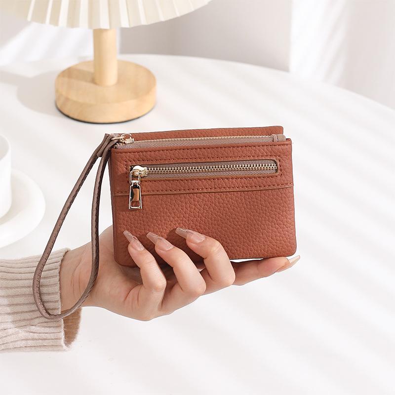 Women's Large Capacity Frosted Double Zipper Long Wallet & Clutch