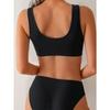 Women S Solid Color Split Swimsuit Beach Bikini Set