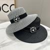 JYL TS DIY French Straw Hat Sun Protection Beach Cap Woven Straw