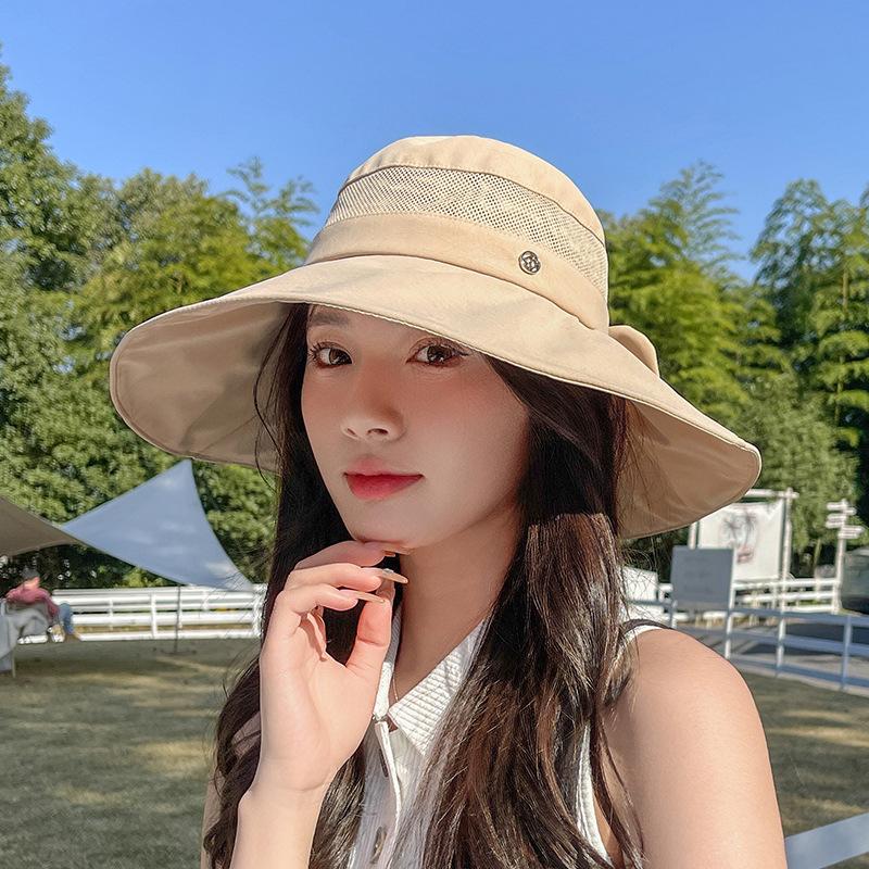 Sunscreen Bucket Hat Women's Summer Outdoor Outing Eaves Breathable Bow Sun Hat UV-proof Mountaineering Basin Hat