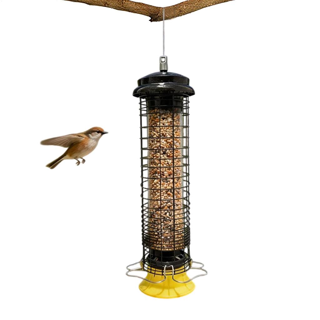 Bird Feeder Squirrel Proof Tube Metal Mesh Squirrel Proof Heavy Duty Decor Tube Bird Feeders for Garden Balcony Patio Tree