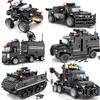 City SWAT Team Police Truck Car Panzer Tank Building Blocks Brick Police Station Figures Arme Model Educational Toys