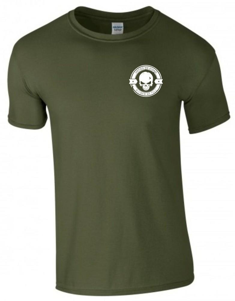 United We Stand T Shirt Pocket Divided We Fall Skull Gym Exercise Unisex Tee Top M