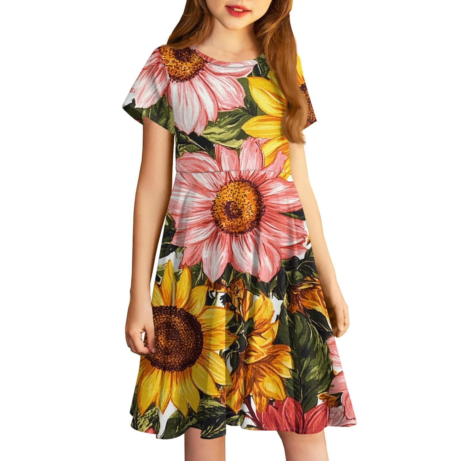 

Юбки для девочек, маленькие цветочные платья с милыми принтами, юбки для детей 140 оранжевый