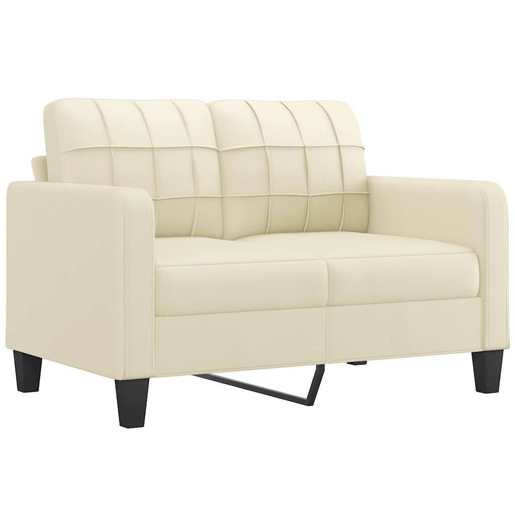 2 Seater Sofa Cream 120 cm Faux Leather