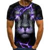 Men's Animal Lion Graphic T Shirt 3D Print Funny Short Sleeve T-shirt Trend Outdoor Sports Top Oversized Casual Daily Streetwear