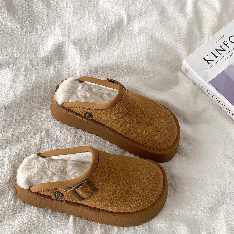 

Популярные зимние ботинки полузамшевый женские осень и зима 2024 новые пушистые тапочки на толстой подошве теплые и ворсистые тапочки из хлопка Birken 40