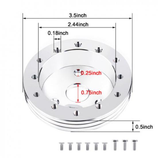 0.5" Steering Wheel Hub Spacer For 6 Hole Wheels to 3 Hole Adapter Aluminum 1/2"