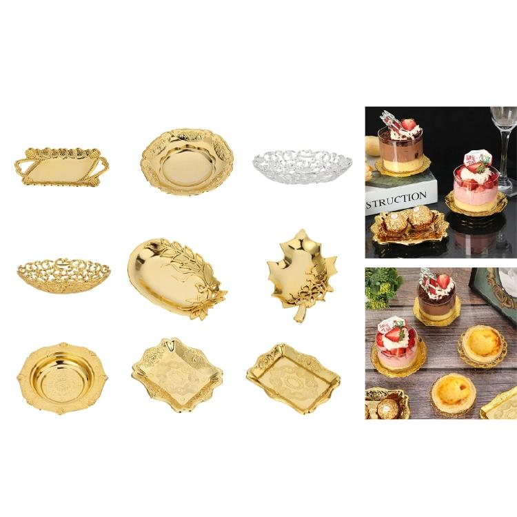 Golden Tray Jewelry Display Plate Kichen Food Fruit Round Stroage Organizers