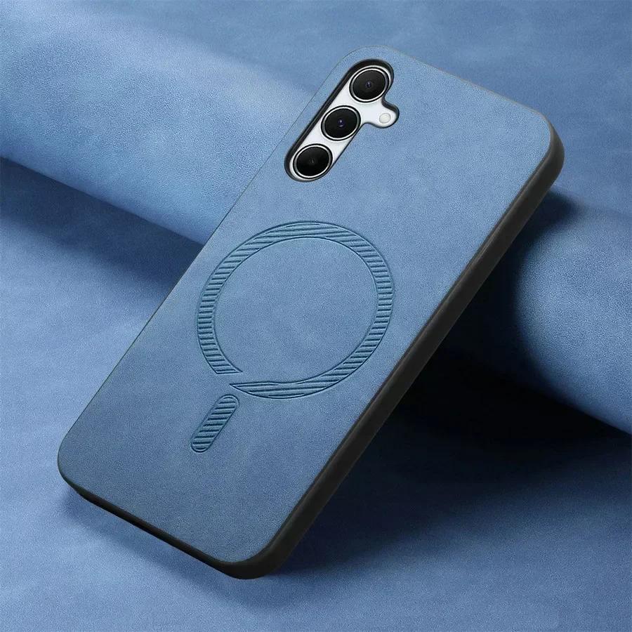 

Для Magsafe Матовый Кожаный Чехол для Samsung A56 A36 A16 A06 A05 A15 A25 A35 A55 A54 Защитный Чехол для Телефона с Магнитной Беспроводной Зарядкой for Samsung A16 синий