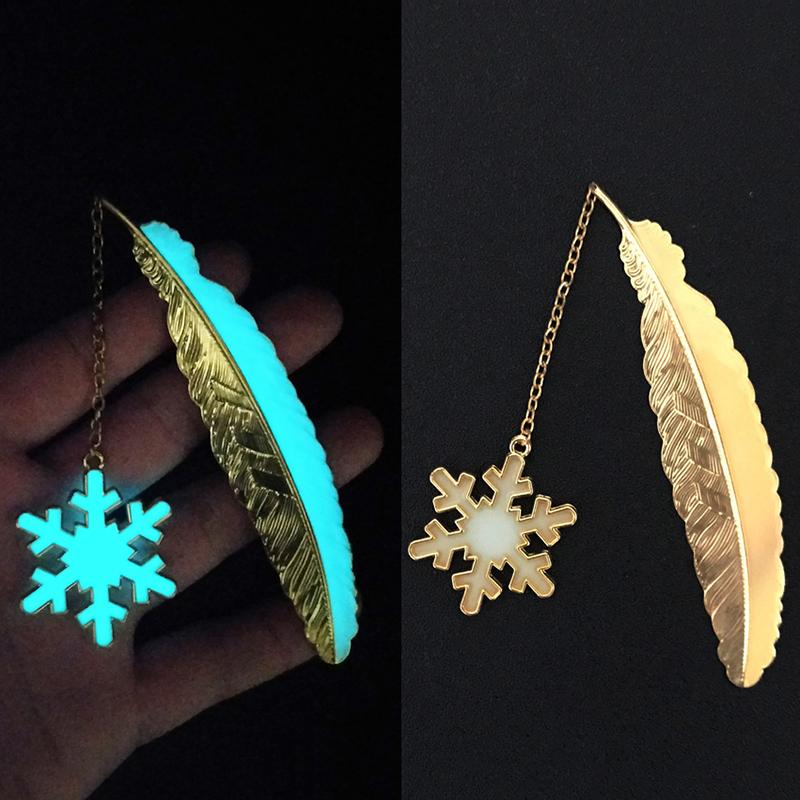 Cute Luminous Metal Feather Bookmarks Kawaii Butterflies Owl Dragonflies Book Marks For Teachers Gift Beautiful Book Accessories