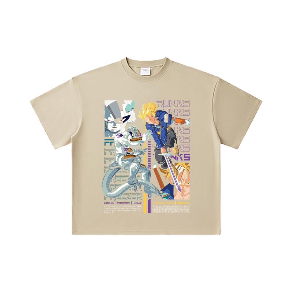 260 GSM Double Yarn 32 Count 100% Cotton Dragon Ball V50 Trunks Freeza Print Unisex Heavy Cotton T Shirt