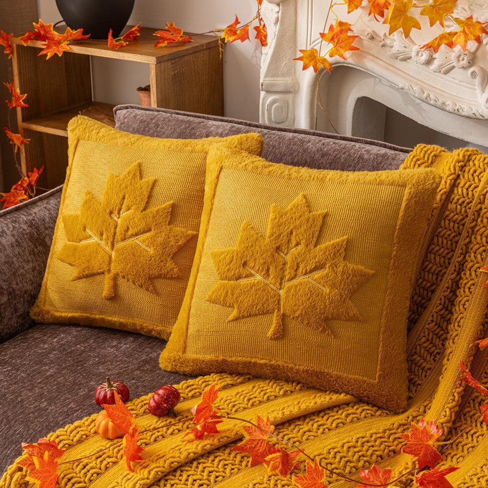 Halloween Pumpkin Plush Pillow Cover Home Living Room Sofa Cushion Cover Festive Pumpkin Double-Sided Pillow Cover