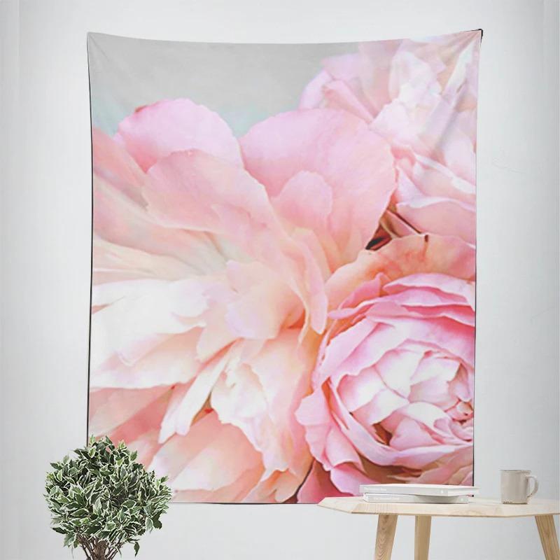 Pink Flower Bouquet Decorative Tapestry Home Wall Decor Office Living Room Tapestry