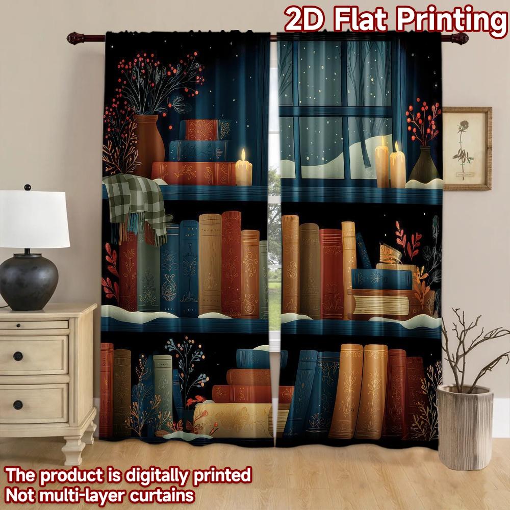 2D flat Photography Backdrop Photography Backdrop Cozy Winter Bookshelf 100% Polyester Party Decorations Perfect for Bedroom
