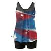 Women’s Two Piece Tankini Set with Sleeveless Scoop Neck Printed Top and Shorts Swimwear for Summer Beach Pool Wear