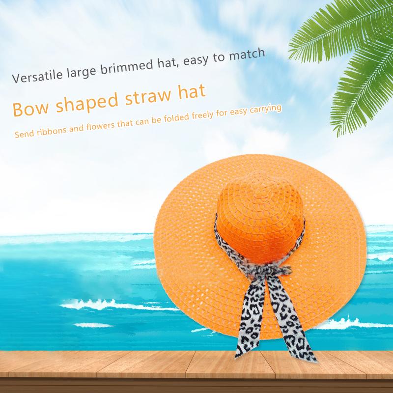 Lady Straw Hat Summer Women Anti-Uv Women Beach Hat Wide Brim Cap Sunshade Lady Straw Hat Fishing Outdoor Wide Brim Cap