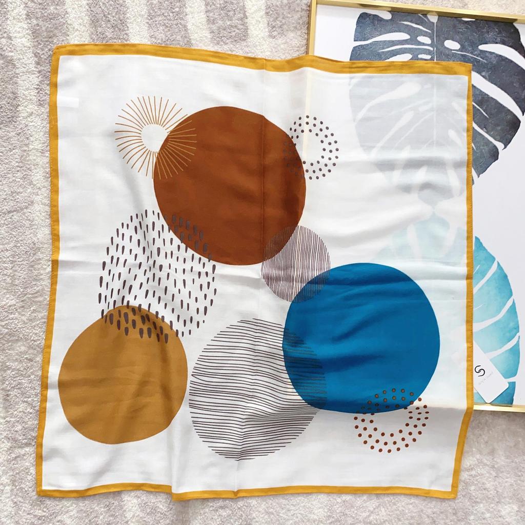 Korean Style Silk Square Scarf with Butterfly & Flower Print - Women's Fashion Accessory, Neck Tie, or Hair Scarf - Ideal Mother's Day Gift