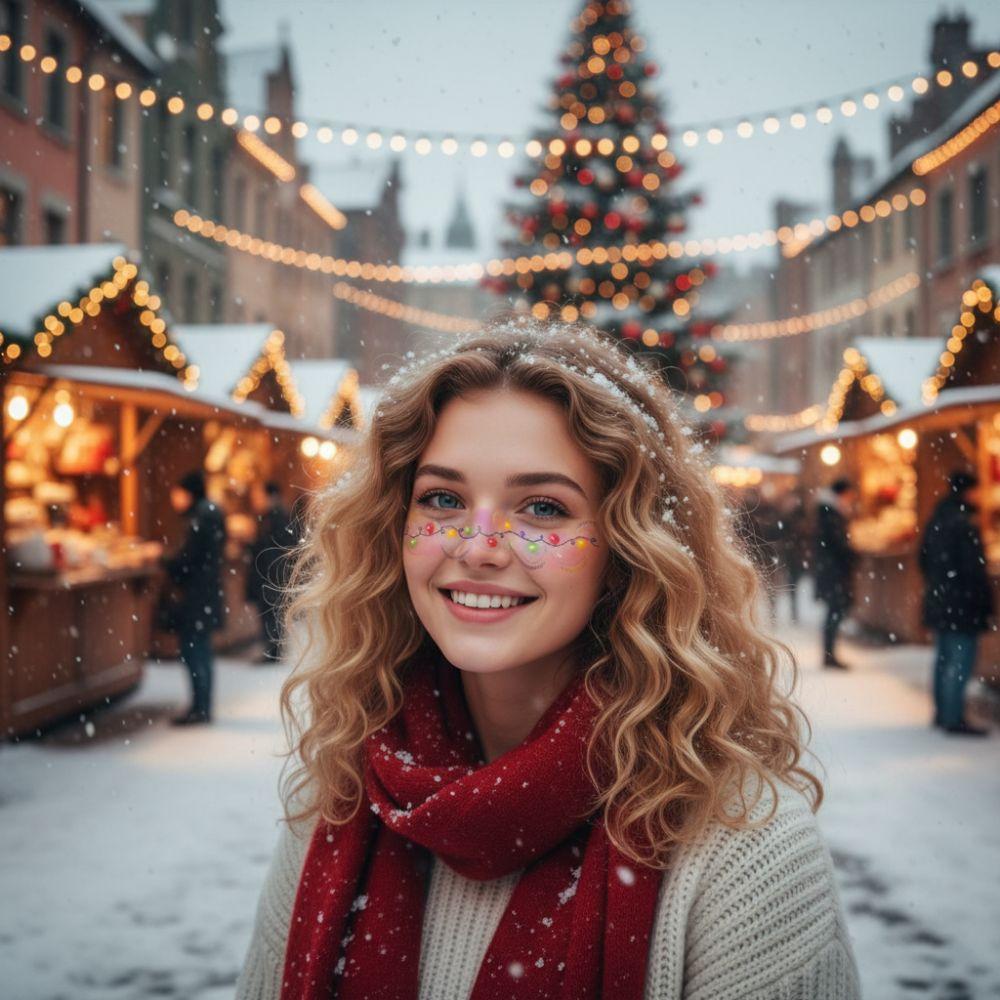 12pcs/set Waterproof Christmas Face Tattoo Colorful Makeup Stamping Cheek Decoration