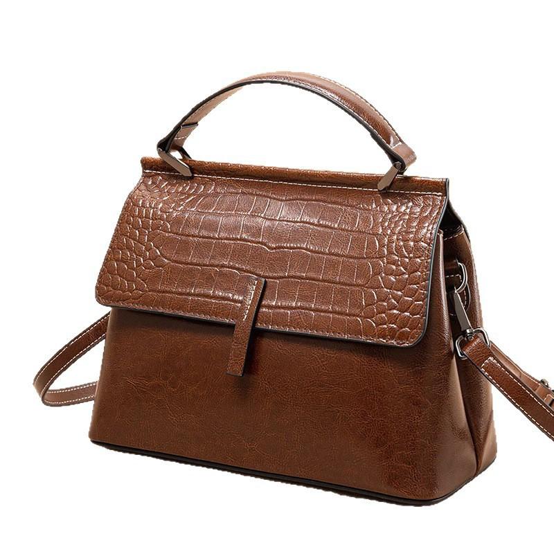 Nuova Borsa a Mano in Pelle con Fantasia Coccodrillo, Borsa a Spalla a Forma di Conchiglia, Borsa Versatile da Donna, Borsa a Tracolla Retro in Pelle di Mucca