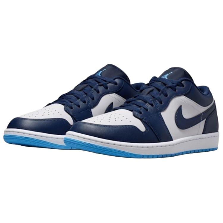 Jordan Air Jordan 1 Cow Split Leather Cushioning Low Top Vintage Basketball Shoes Men's Blue White 553558-404