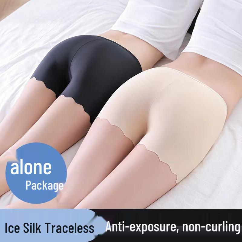 Ice Silk Anti-Exposure Women's Seamless Plus Size Three-Quarter Length Mid-Waist Summer Shorts