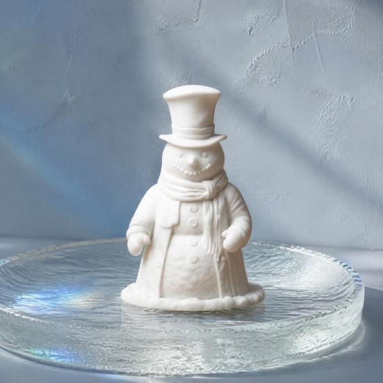 White Unpainted Craft Ornament 3D Printed Gentleman Snowman Figurine, Decorative Desktop Ornament, DIY Paintable Customizable Holiday Statue