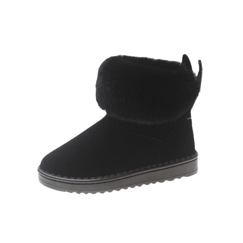 Autumn and Winter New Snow Boots Women's Medium Tube Thick Plush Waterproof Cotton Boots Rabbit Ear Cotton Boots Cross-border
