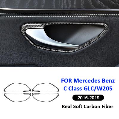 Fibra de Carbono Painel da Moldura da Maçaneta Interna da Porta do Carro Decoração Adesivo Interior Para Mercedes Benz 2016- Classe C GLC W205