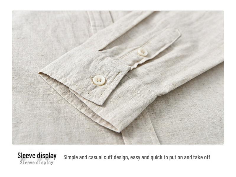 Men's Linen Business Casual Long Sleeve Shirt - Spring/Summer Versatile Cotton Linen Top