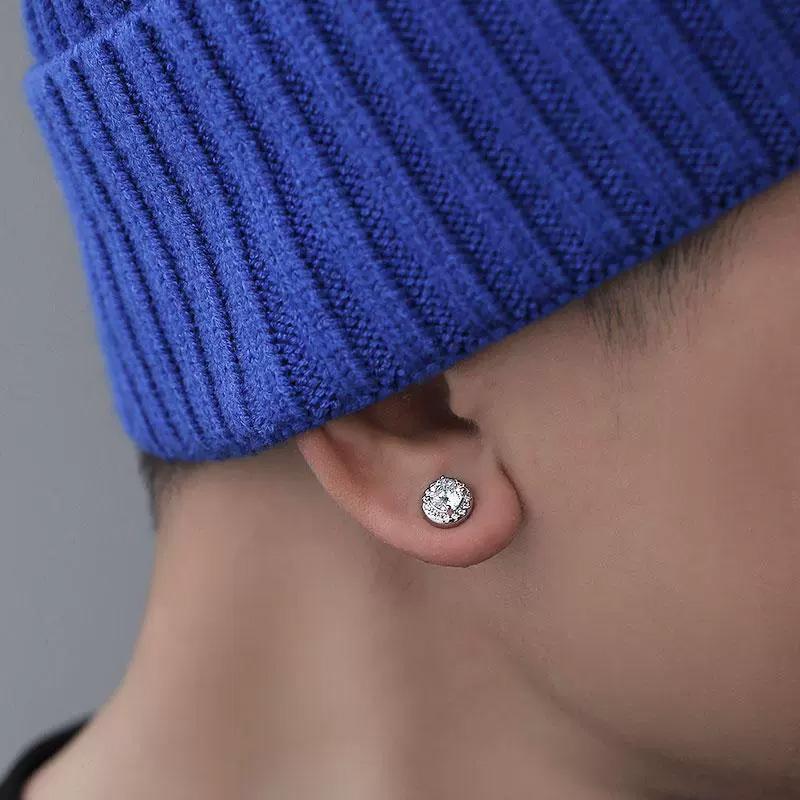 2pcs Without Ear Holes Exquisite Circle Stud Earrings Personality Zircon Jewelry Accessories Magnetic Earrings Clip Earring