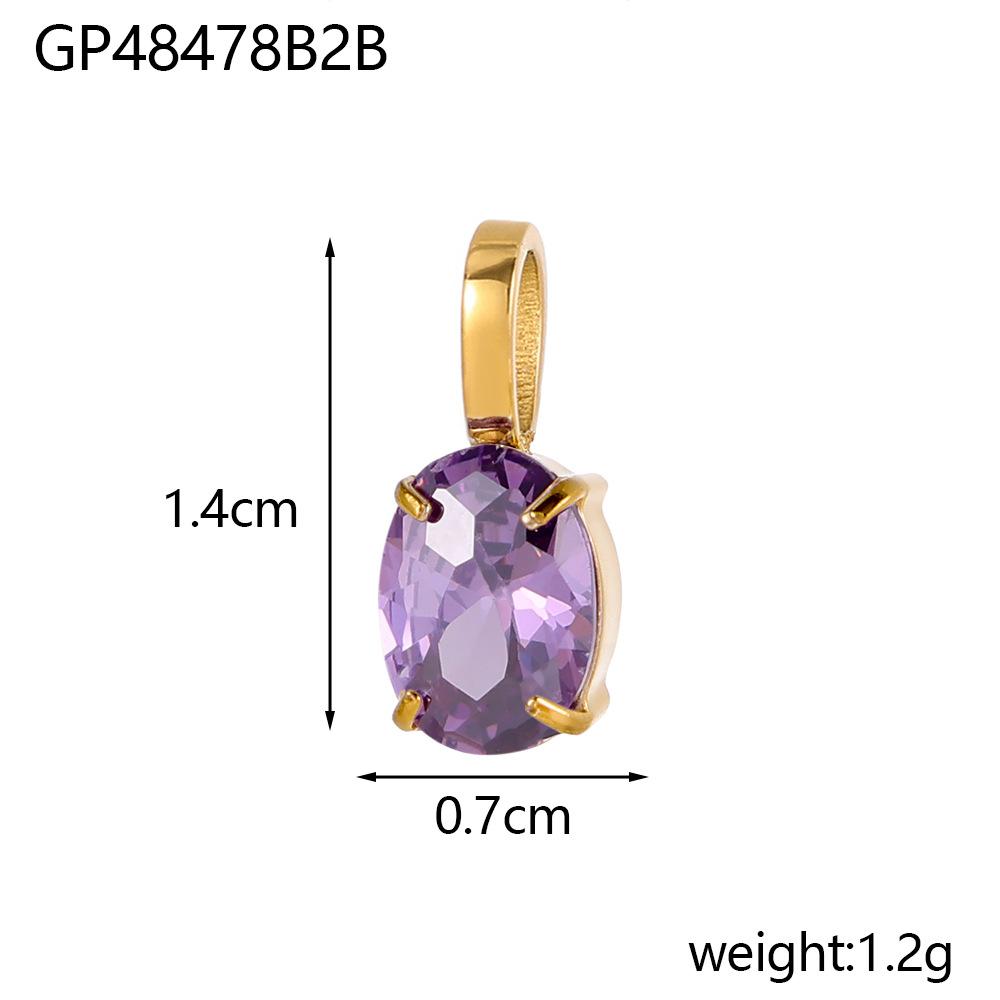CARLIDANA Good Quality Long Lasting Color Retention Stainless Steel Gold-Plated Colorful Inlaid Transparent Zircon Pendant Charm
